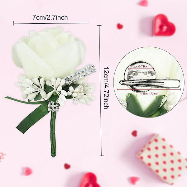 Siden blomma kavajslag corsage set - 4 st, 12*7cm - Perfekt för bröllop, fester och möten