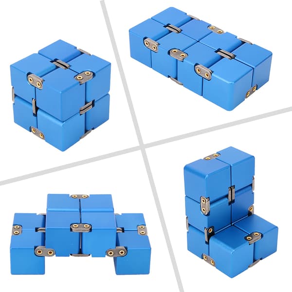 Håndholdte Fidget-leker i aluminiumslegering Infinity Desk Magic Cube Stressavlastningsleke Blå