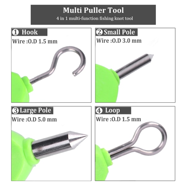 2PCS Grön 4 i 1 Multifunktionell Utomhus Fiske Dragare Knuta Verktyg Fisk Enhet Tillbehör