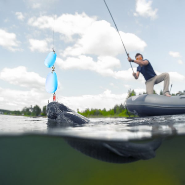 3 stk. fjer fiskeri lokkemad spinner ske med trekrog Tackleblue