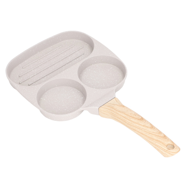 Æggestegepande, slip-let, jævn opvarmning, flad bund, aluminiumlegering, pandekagepande til induktionskomfur, gaskomfur, 3 kopper