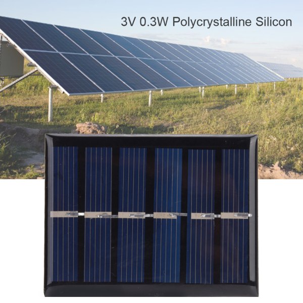 4 stk 3V 0,3W polykrystallinsk silisium DIY Safety Solar Power Ladepanel med kabel 65x48mm