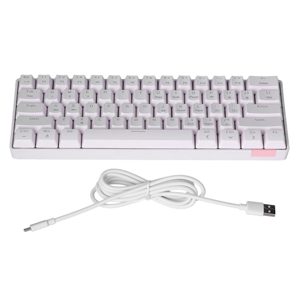 Trådlöst tangentbord 12 ljuseffekter PBT 61 tangenter Stabil överföring Dator komponent Vit Röd switch