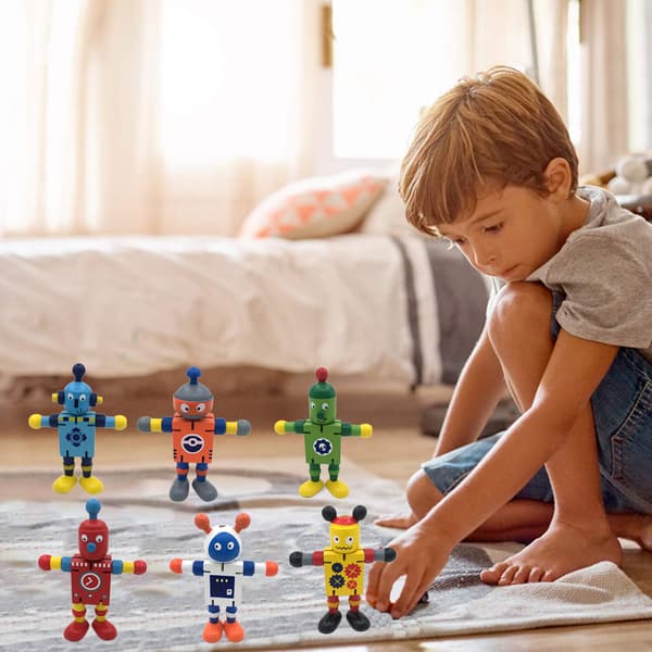 Tre valnøtt dukker roboter actionleker fleksible ledd roboter gave til barn
