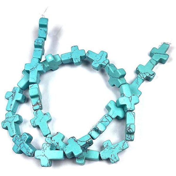 Natursten Agater Pärlor Korsform Kristall Opal Lösa Pärlor för Smyckestillverkning DIY Halsband Armband Storlek 12x16x5mm - ( Färg: Turkos )