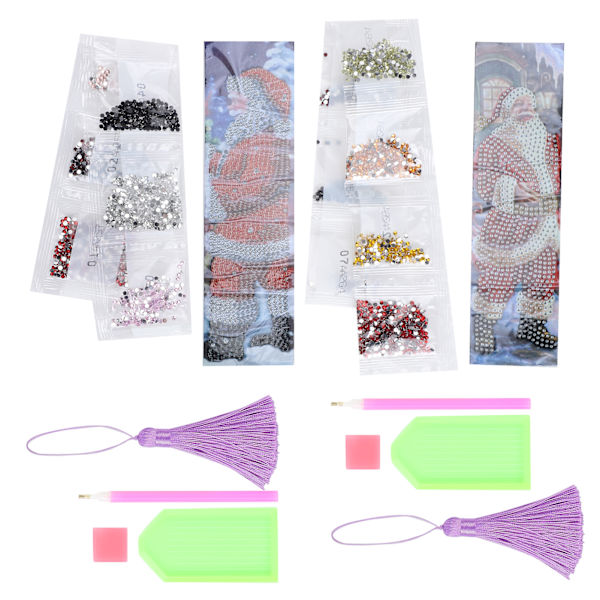 2 sarjan timanttikirjanmerkit 5D DIY-maalaus Kristalliompelu Tassel Santa CrossStitch