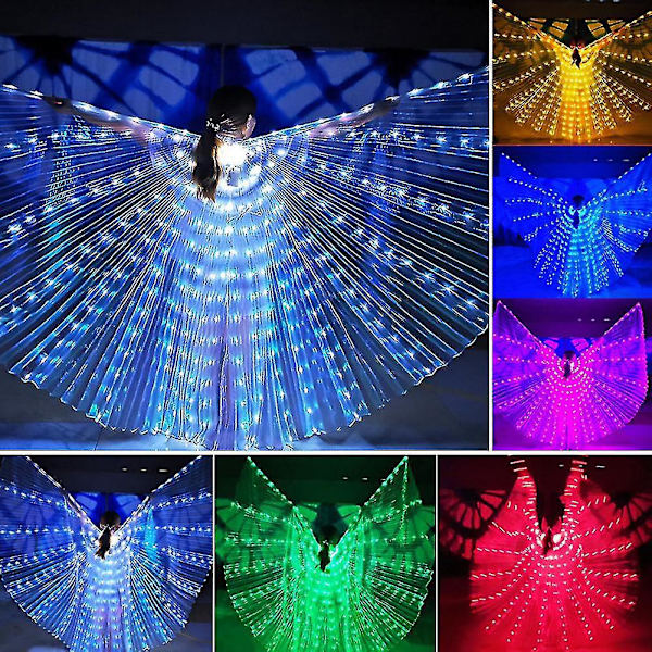 LED-magdansvingar - Flerfärgad glöd för vuxna och barn Röd