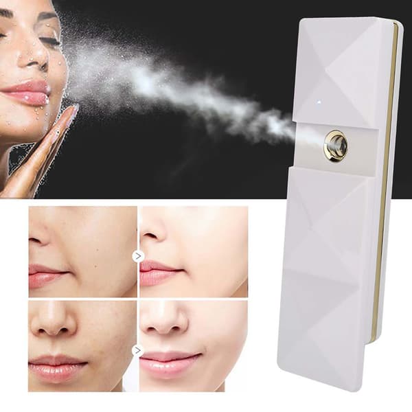 Bærbar USB Nano Handy Mist Spray Luftfukter Ansiktshydrering Atomiseringssprøyte Hvit