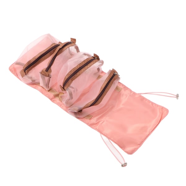 Avtakbar Cosmefic Bag Sammenleggbar 4 i 1 multifunksjons hengende sminkevesker med krok og løkke for utendørs reiser Rosa