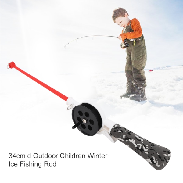 34 cm Holdbar Bærbar Integreret Udendørs Børn Vinter isfiskestang med hjultilbehør