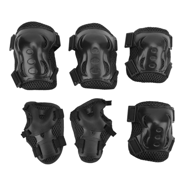 6 st / set rullskridsko skyddsutrustning justerbar knä armbåge handflata skydd för 6-18 år gammal svart