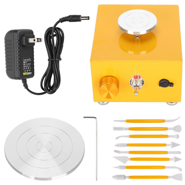 Lerkrulleskive Mini Keramikhjul DIY Håndværk Tilbehør med 10cm Drejeskive 100‑240VUS Stik