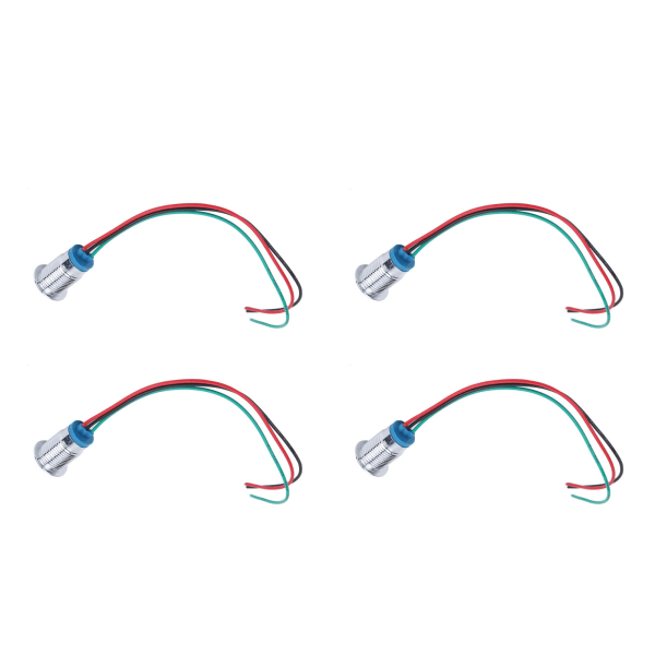 4 uppsättningar förtrådda runda lysdioder Vattentäta 2-färgsindikatorlampor Common Cathod 12 mm 3-6V (röd och grön)