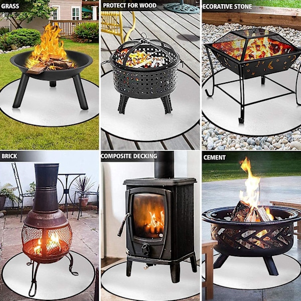 Rund Varmebestandig Bålplassmatte, Bålplassmatte for Uteplass, Brannhemmende Matte, Beskyttende Grillmatte, for Grill, Plen, Hage, Gulv, Bakgård Diameter 76c