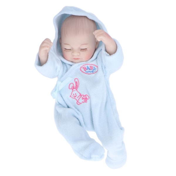 10-tums återfödda dockor mjuk silikon delikat ansiktsdetaljer tvättbar naturtrogen babydocka leksak med pyjamasblå
