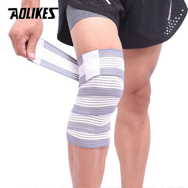 AOLIKES 1 st Elastiskt Sport Knäskydd Tejp Skruvskydd Kompression för Ankel Ben Handled Hög Elastisk Nylon Wrap GråmedVit 180cm