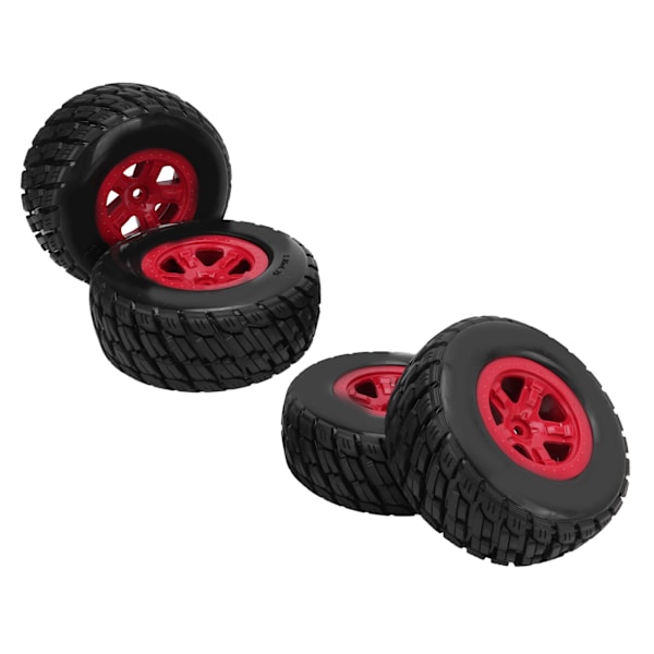 4 kpl RC Short Course -kuorma-auton renkaat Vaihda vakaa Helppo käsitellä RC-kuorma-auton renkaat 1/10 Short Course -kuorma-autolle Punainen