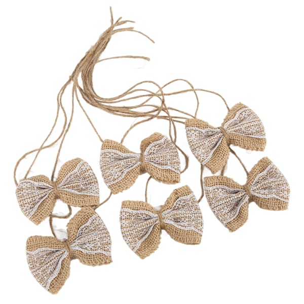 6 st Burlap Båge Lantlig Stil Burlap Spets Båge DIY Jul Fest Bröllop Hem Present Inslagning Dekorationer