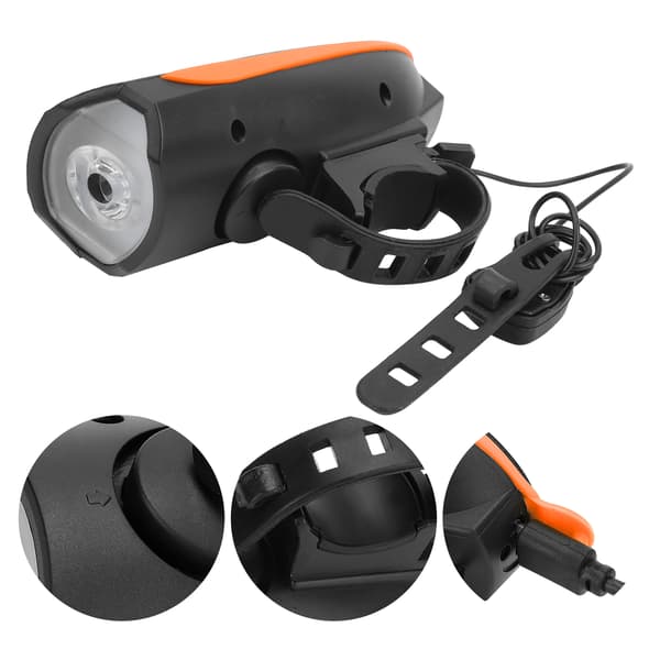 Sykkel Frontlys med Horn USB-Lading Nattkjørelys Vanntett Frontlykt Oransje