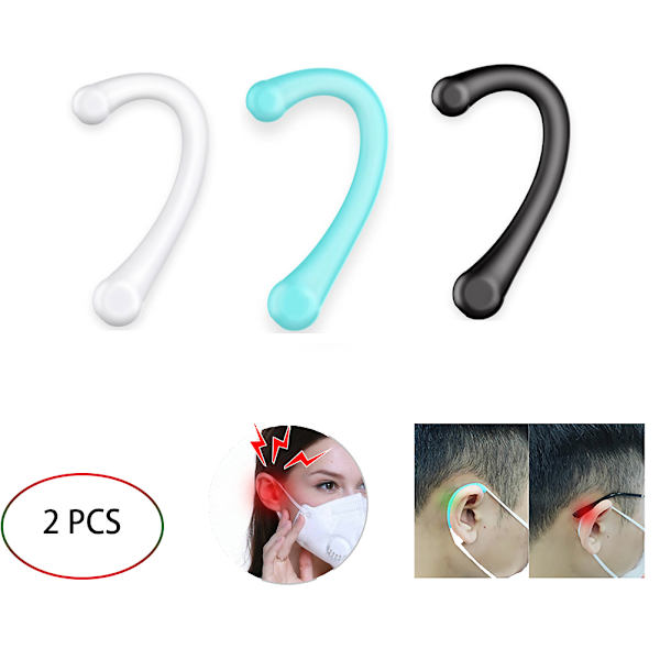2 st silikon öronkrokar Anti-slip mask öronhållare Smärtbeständiga hörselskydd Glasögon hållare glasögonhållare tillbehör