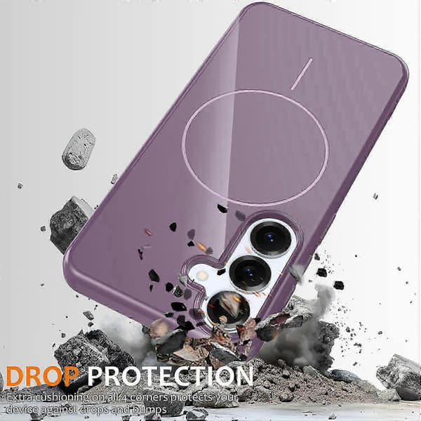 Magnetic Phone Case with MagSafe Compatibility, TPU Cover for Galaxy S25 FE, Includes Lanyard Purple