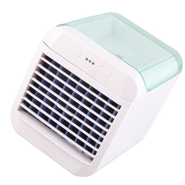 Bærbar Aircondition Mini Køleventilator Luftkøler 3 Vindhastigheder Skrivebords USB-drevet Luftfugter Natlys Ventilator Blå