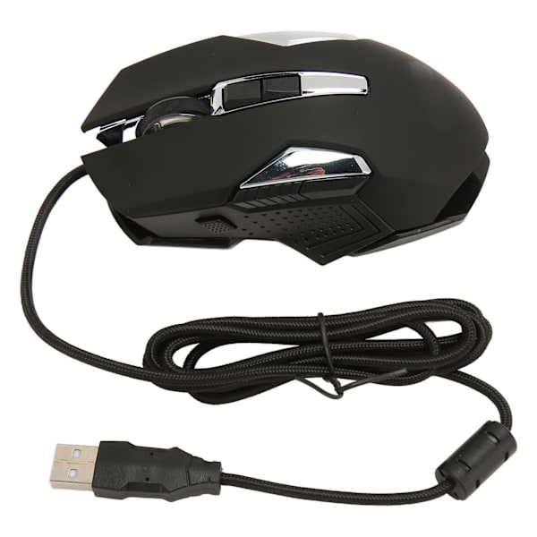 RGB Gaming Mus 7200 DPI Programmerbare Knapper Baggrundsbelysning Software Support DIY Rapid Fire Button USB Wired Game Mus Sort