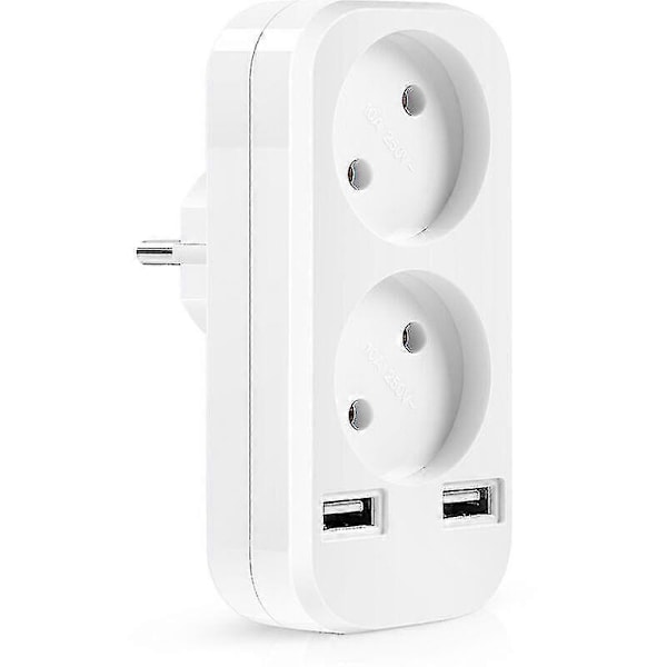 Multi USB Strømstik, 4 I 1 Stikdåse USB Oplader Med 3 AC Udgange 10a, 2500w Og 2 USB Porte, Elektrisk Stikkontakt Ideel Til Soveværelse Hjemmekontor