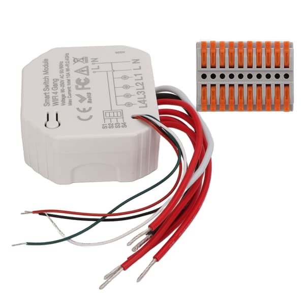Smart Switch-modul 4 kanaler 2,4 GHz WiFi fjärrkontroll timingkontroll 90-250V AC