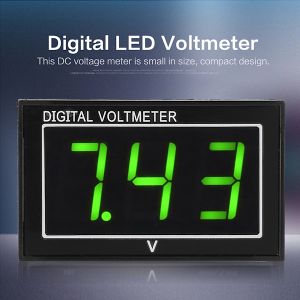 1 stk. Digital 0,56\" LED-display Vandtæt Voltmeter DC Spændingsmåler Panel (2,5-30V, Grøn)