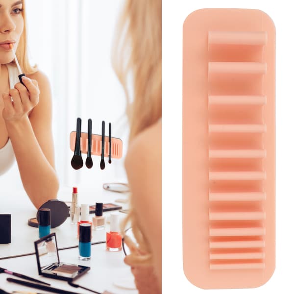 Blød silikone vægmonteret makeupbørste tandbørsteholder stativ organizer (Pink)