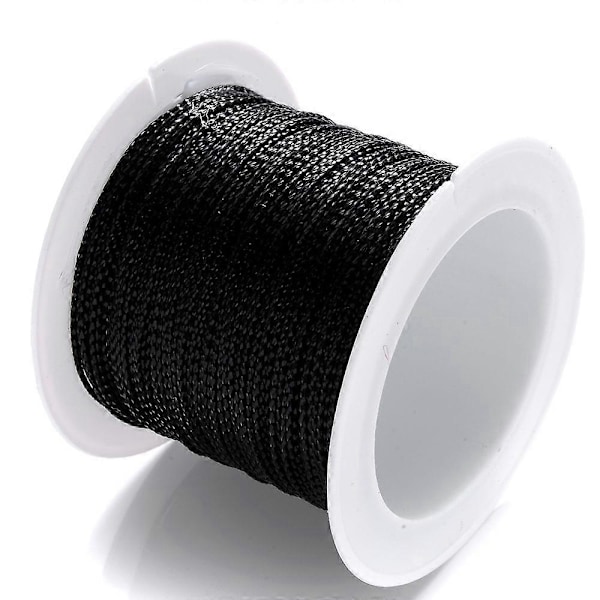1mmx20m Gullfarget Nylon Snor for DIY Dusker Juledekorasjon Halskjede Snøre Vevd Tråd for Anheng svart