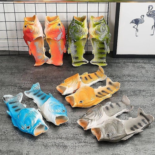 Sjove unisex 3D fiskeslippers - Stilfulde sommerflipflops til udendørsaktiviteter 34-35 grøn