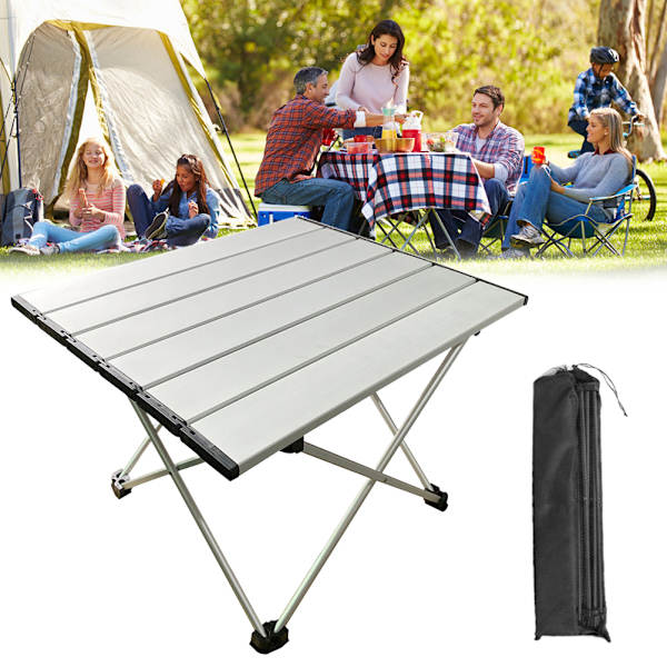 Rullebord i aluminiumlegering for camping, rullebord, sklisikker, slitesterk, minipiknikbord for camping, fotturer, reiser