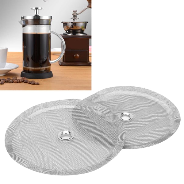 Utskifting av kaffepressfilter i rustfritt stål - 2 pakke, 100 mesh