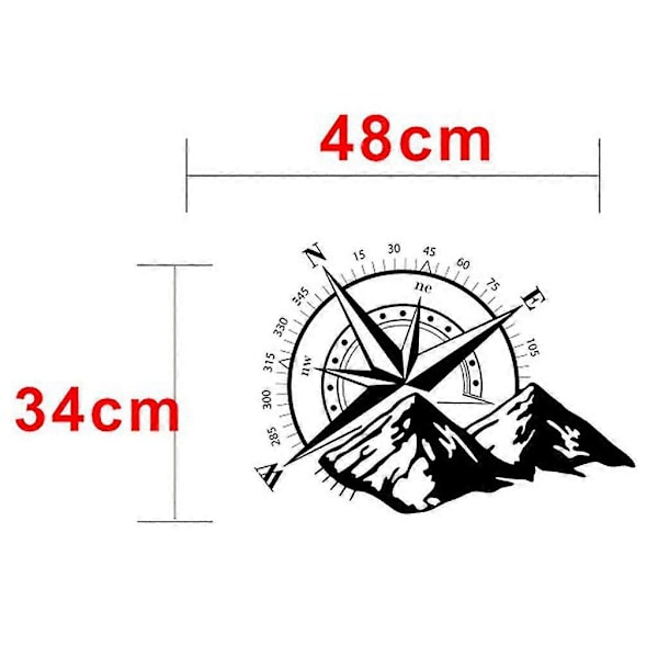 Off-road Kompassi Autotarra Ruusu Navigoi Vinyylitarra Autoon Kuorma-autoon Auto Kannettava tietokone Auton ovi ja konepelti - 48*34cm Musta