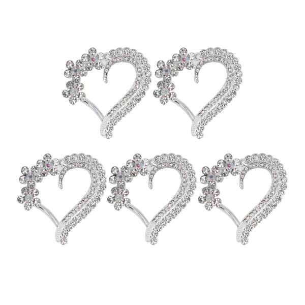 5 stk Brosjer DIY Love Peach Hjerteformet Rhinestone Glass Legering Smykker Tilbehør Sølv