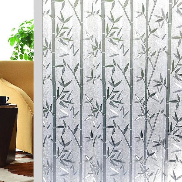 Bambu Fönsterfilm Insynsskydd Ogenomskinlig Självhäftande 3D Dekorativ Statisk UV-Resistent Film för Badrum Sovrum Kök 45 x 200cm