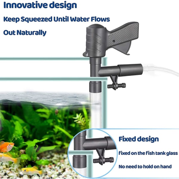 Forbedret akvarievannskifter med lufttrykkknapp og vannstrømkontroll