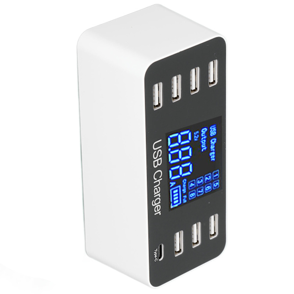USB-laddningshubb Laddningsstation 8 portar Skrivbord Vägg med LCD-display för Smart Phone TabletUS-kontakt 100‑240V