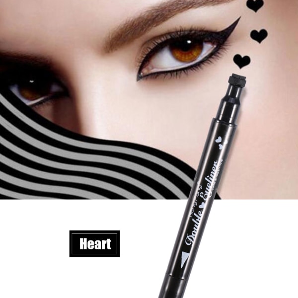 Långvarig dubbelhuvuden flytande eyeliner Penna Stämpel Eye Decoration Makeup Heart