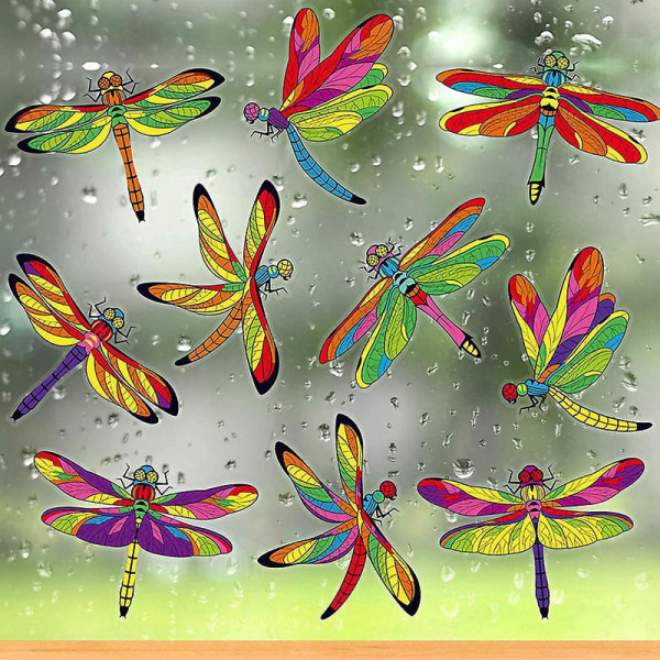 Dragonfly Static Cling Window Stickers - Pakke med 10 - Bird Collision Prevention Dekor