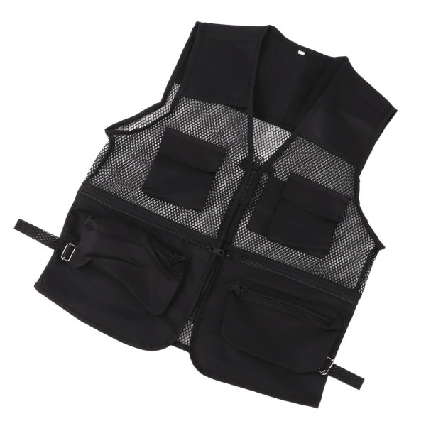 Militärväst Slitstark ventilerande Multi Pocket Mesh fiskeväst för utomhusaktiviteterL Svart