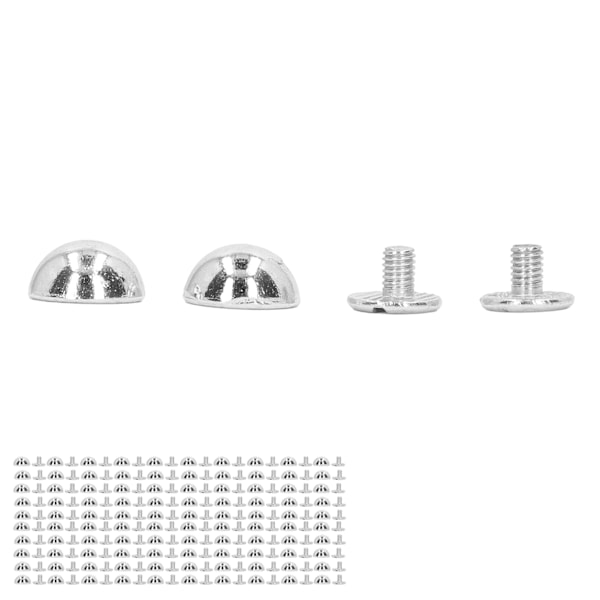 8 mm 100 set lädernitarsats Rund svampform Galvanisering dekorativa nitar Metallrörsnitar för DIY Craft Silver