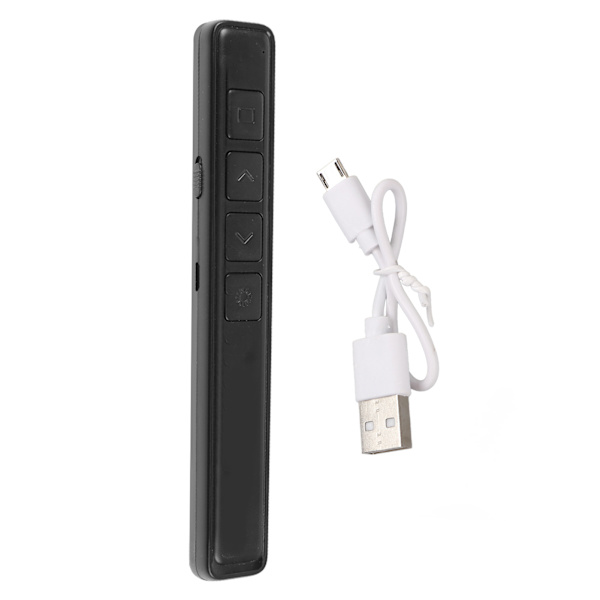 Laserpointer Sort USB-modtager Plug and Play Genopladelig Præsentationsklikker til Klasseværelse Kontormøde