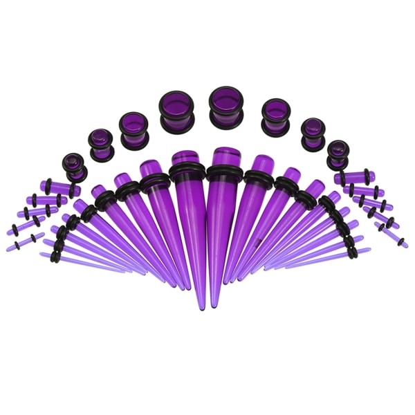 36 kpl Muodikas akryylipaarit korvatulpan kartiolaajentava venytyssarja läpinäkyvä violetti