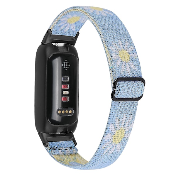 Fitbit Inspire 3 Nylon Elastisk Flettet Solo Loop Sport Watch Band Sort - 4 Blå Daisy