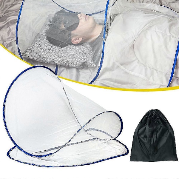 Bärbart Pop Up Myggnät Tält - Ultralätt Mini Hopfällbart Insektsnät för Huvud, Sovsäck - Perfekt för Camping, Resor, Sängkläder