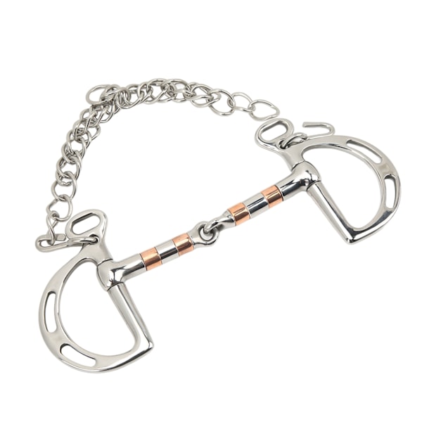 Horse Bit Stainless Steel Copper D Ring Snaffle Bit with Chain for 125mm Horse Mouth