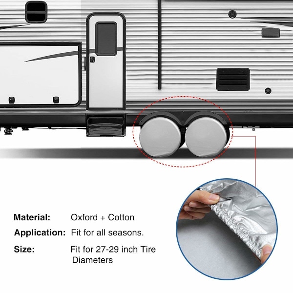 Universaalit 27-29 tuuman rengassuojat pakkaus RV-pyöräperävaunuautokuorma-aurinkosuoja